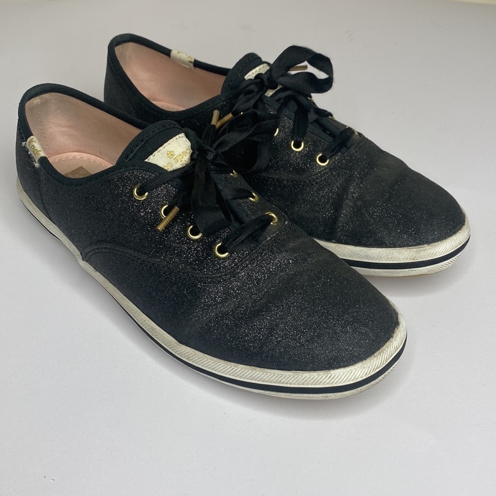 Kate Spade Champion Glitter Black Sparkle Keds Sz 6